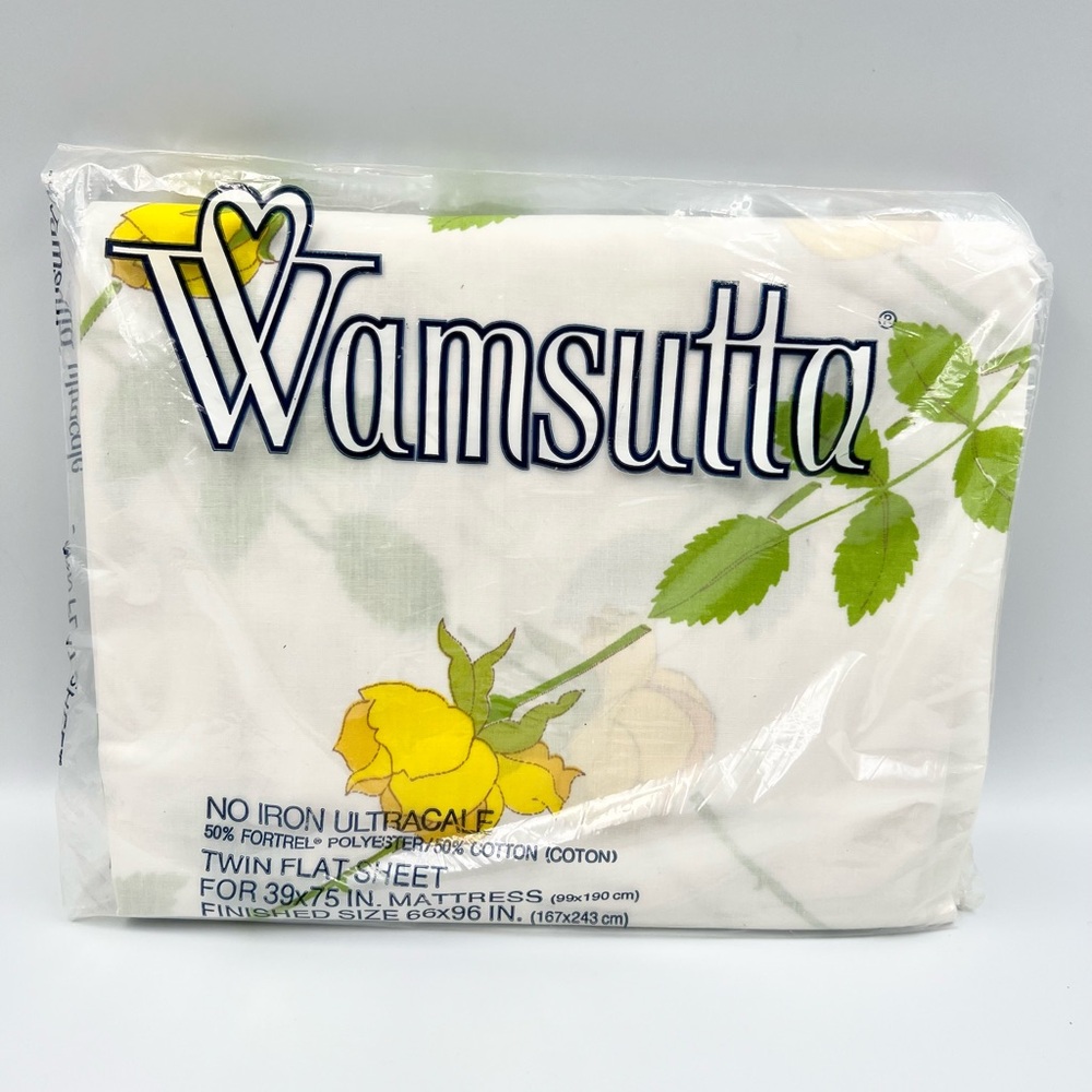 Vintage Wamsutta Christian Dior Yellow Rose Twin Flat Sheet "The Dior Rose" NEW